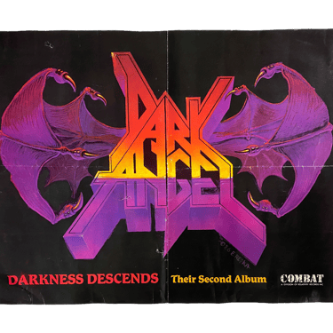 Vintage Dark Angel "Darkness Descends" Combat Poster + Sticker One Sheet Lot