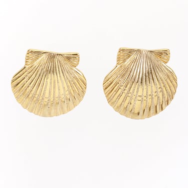 Golden Seashell Button Earrings