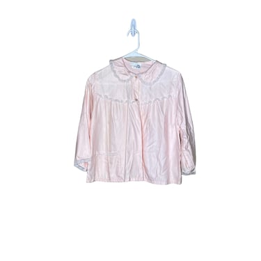 Vintage Nanette Undies Pink Satin Peignoir Nightshirt Bed Jacket, Size M 