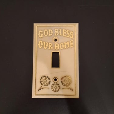 Vintage 60s / 70s God Bless Our Home Light Switch Plate 