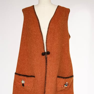1970s Wool Vest Mexican Souvenir Long L 