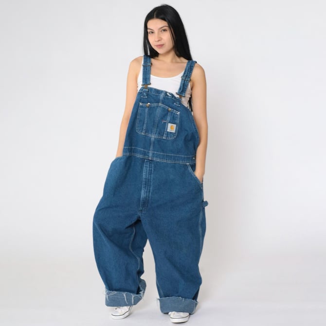 パンツ Carhartt BIB OVERALL BLUE 30 X 32 Carhartt Washed Denim Unlined Bib Overalls - F&T Fur