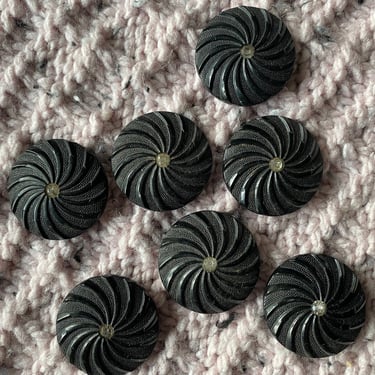 Vintage Black Round Bakelite Buttons, 1-1/2