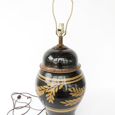 Ceramic Lamp Base with Leaf Design 