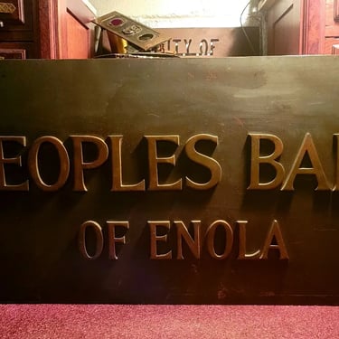 Enola Pennsylvania Pa East Pennsboro Antique Brass Banking Sign c1915 Railroad 