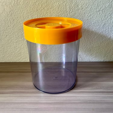 Vintage 1970s Erik Kold Plastic Stacking Containers with Bright Yellow Lid, Made in Denmark 