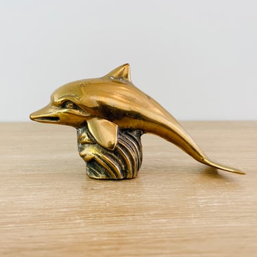 Vintage Nautical Brass Dolphin Sculpture 