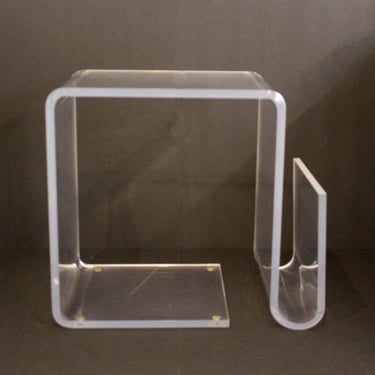 Contemporary Modern Lucite End Table Magazine Rack 