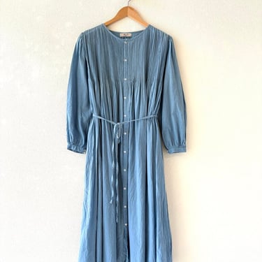 ICHI ANTIQUITES KHADI COTTON PINTUCK DRESS ONE SIZE