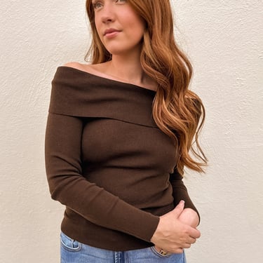 Chocolate Brown Off The Shoulder Top