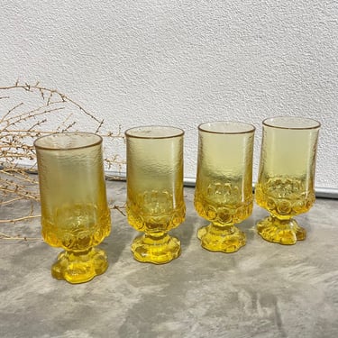 Vintage Franciscan Madeira Cornsilk Yellow Goblets | Set of 4 | Iced Tea Glassware | Mid Century Glass | Vintage Barware 