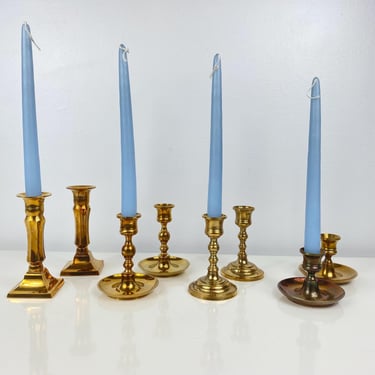 Vintage Brass Candlesticks Sets of Two, Your Choice, Solid Brass Candle Holder, Brass Wedding Decor, Antique Brass Candlestick, Short Heavy 