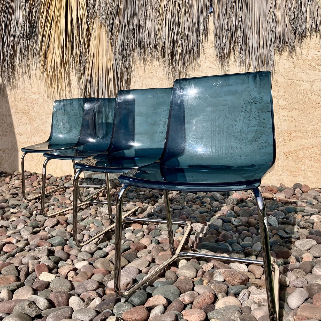 set of 4 ) Ikea blue Tobias chairs | Broke with Expensive Taste