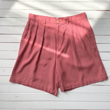 high waisted shorts 90s y2k vintage Tommy Bahama coral pink silk shorts 