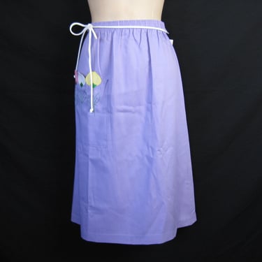 1970s purple tulip skirt applique flower embroidered medium / large 