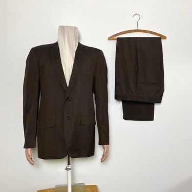 Vintage 1950s 1960s Brown Suit Two Button 44 Chest 33 Waist 