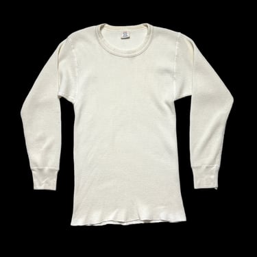 Vintage JE MORGAN Thermal Cotton Undershirt ~ fits S ~ Long John ~ Waffle Knit ~ Henley / Sweatshirt ~ Base Layer 