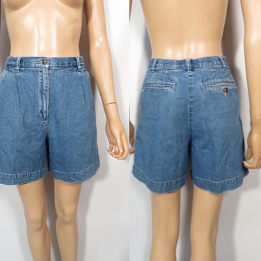 Vintage 90s High Waist Denim Trouser Shorts Size 26 Waist 