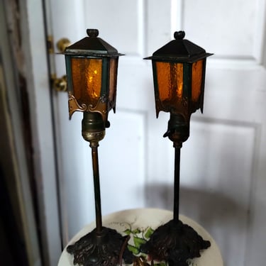 ANTIQUE Cast Iron Street Light Table Lamps  ***Rare Find****  Pair 