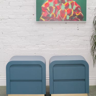 Blue Waterfall Post Modern Vintage Nightstands