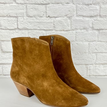 Isabel Marant Dacken Suede Ankle Boots, Size 37, Camel