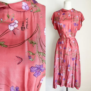 Vintage 1970s Poppy Novelty Print Day Dress / S 