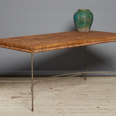 1940's French Steel & Rattan Dining Table