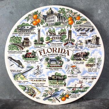 Vintage Florida Souvenir Plate | Full-Color Florida Souvenir Plate | Circa 1960s | Bixley Shop 