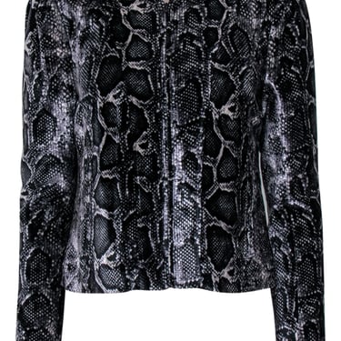 Rebecca Taylor - Black Velvet Snake Print Jacket w/ Ruffle Collar Size M