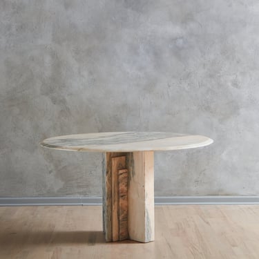 Pink Marble Dining Table with Tiered Base, France 1970s
