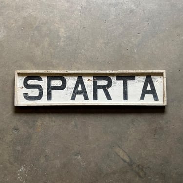 Vintage Hand Painted ‘SPARTA’ Wood Railroad Sign Illinois 