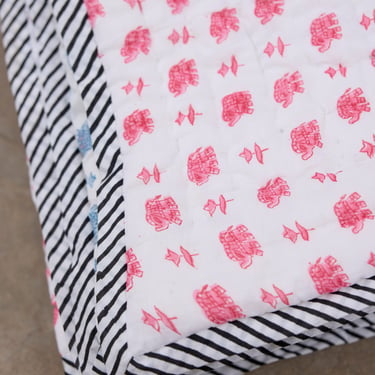 Pink Elephant Baby Quilt