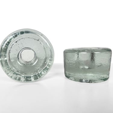 Blenko Clear Glass Candleholders - a Pair 