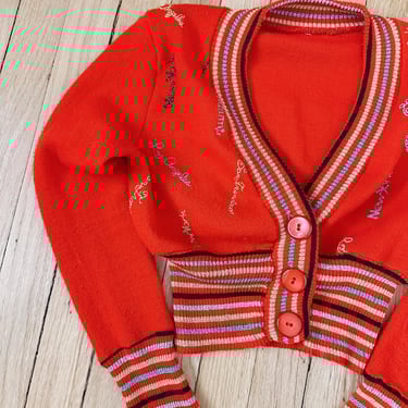 Vintage Cropped Embroidered Cardigan | Size XS SM 