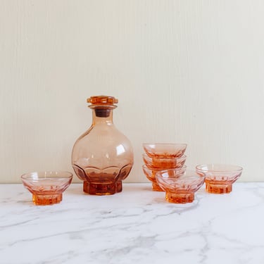 1950s french rosaline glass decanter set