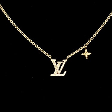 Louis Vuitton Metal Crystal LV Iconic Necklace Gold