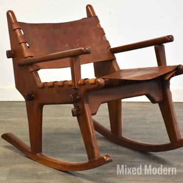 Angel Pazmino Leather Sling Rocking Chair 