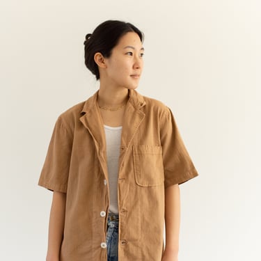 The Willet Shirt in Almond Brown | Vintage Overdye Short Sleeve Simple Cotton Work Shirt | S M L XL 