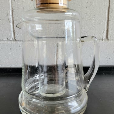 Vintage Glass Pitcher with Ice Well