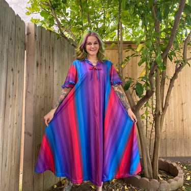 Vintage 1970's Colorful Striped Muumuu Dress | Surrealist Vintage - San  Diego, CA | ATTIC