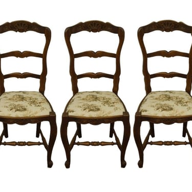 Set of 5 Vintage Antique Walnut Louis Xvi French Provincial Dining Chairs 