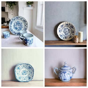 Various Vintage Blue and White tableware collections from Johnson Brothers, Meakin, Myott,  Blue Danube Eclectic Blue and White transferware 