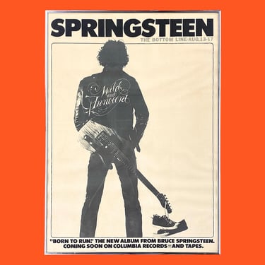 Vintage Springsteen Poster 1970s Retro Size 28x20 Born to Run Album + The Bottom Line + Greenwich NYC + Music Memorabilia + Wall Decor + Art 