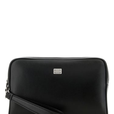 Dolce & Gabbana Men Black Leather Pouch