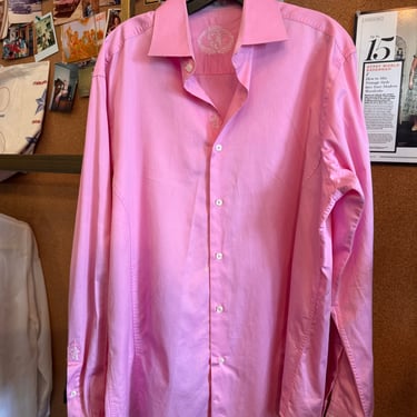 2000s Bugatchi Pink Dress Shirt