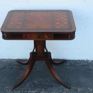Flame Mahogany Leather Top Side End Table by Weiman 2905
