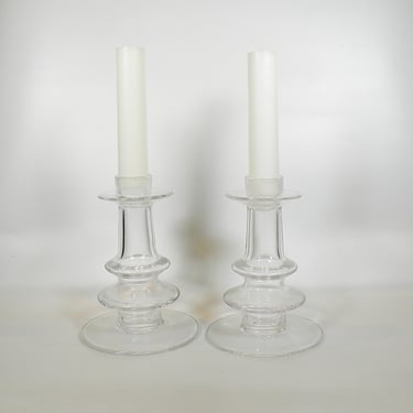 Vintage Mid Century Large Art Glass Candle Stick Holders 