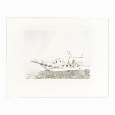 Christine Tarpey Etching on Paper Sailing Boat Print 