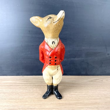 Tall snooty hunting fox - handmade plaster - 1960 vintage 