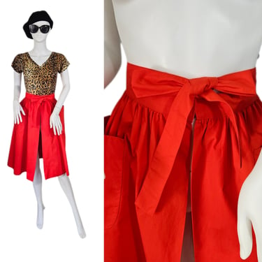 Celine Y2K Vintage Orange Red Cotton Split Skirt I Sz Med I Sz 42 